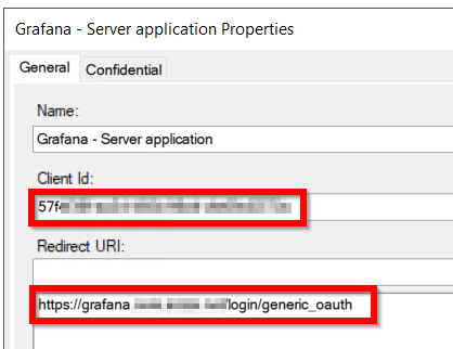 General settings for server application for Grafana with OAuth2 in ADFS